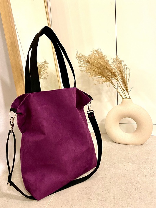 Torba hobo XXL - fiolet, czerń