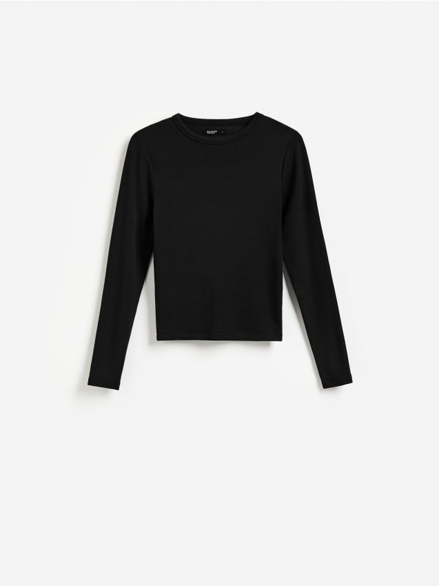 Reserved - Longsleeve z modalem - czarny