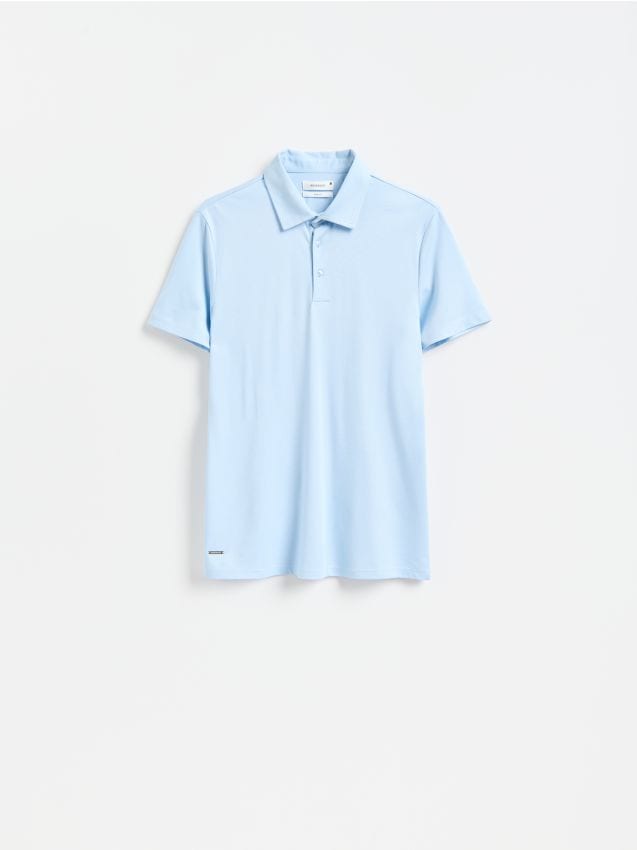 Reserved - Koszulka polo slim z wiskozą - jasnoniebieski