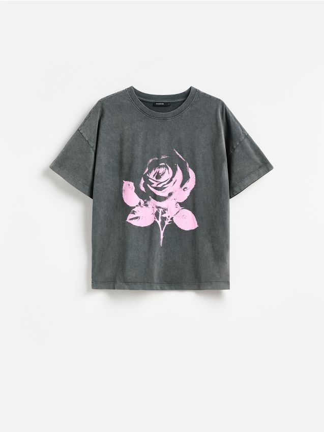 Reserved - T-shirt z nadrukiem - ciemnoszary
