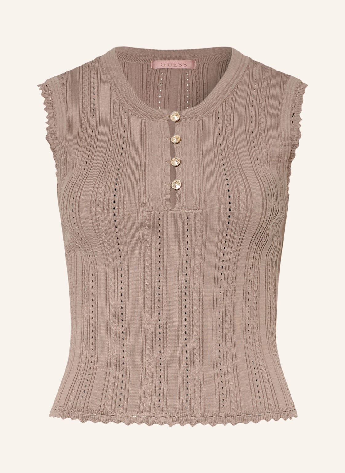 Guess Bluzka Z Dzianiny Carmen beige