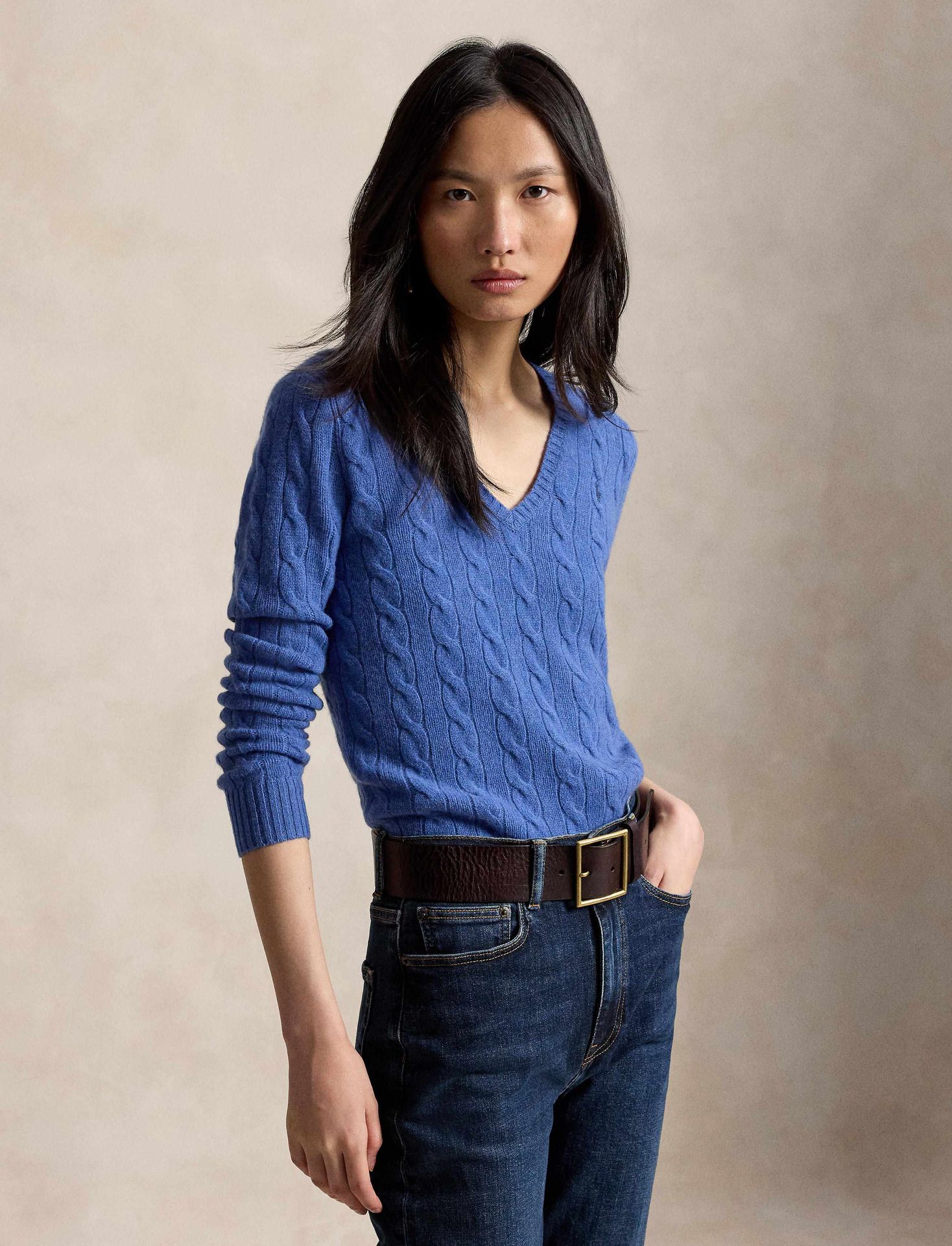 POLO RALPH LAUREN Wełniany sweter Kimberly Slim Fit z dodatkiem kaszmiru