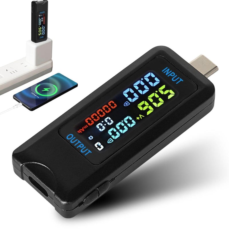 Tester USB typu C 4,5-36 V 0-5 A – przenośny woltomierz, amperomierz, multimetr, detektor pojemności, ładowarka i zasilacz
