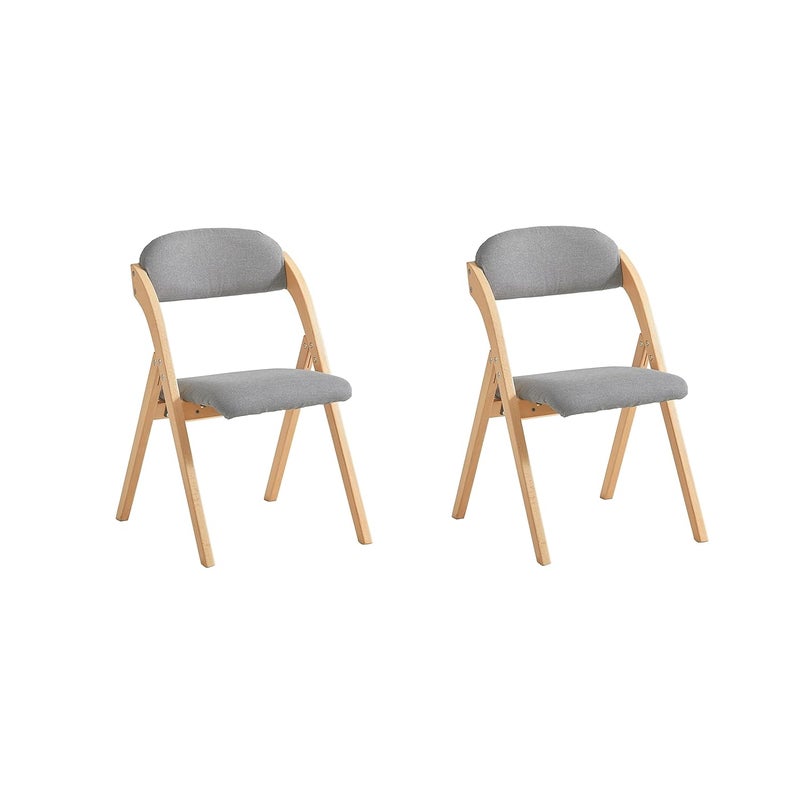 SoBuy Krzesło do Jadalni Zestaw 2, Ergonomiczne Składane Drewniane Krzesło z Pikowanym Siedziskiem, Jasny Szary, FST92-Nx2