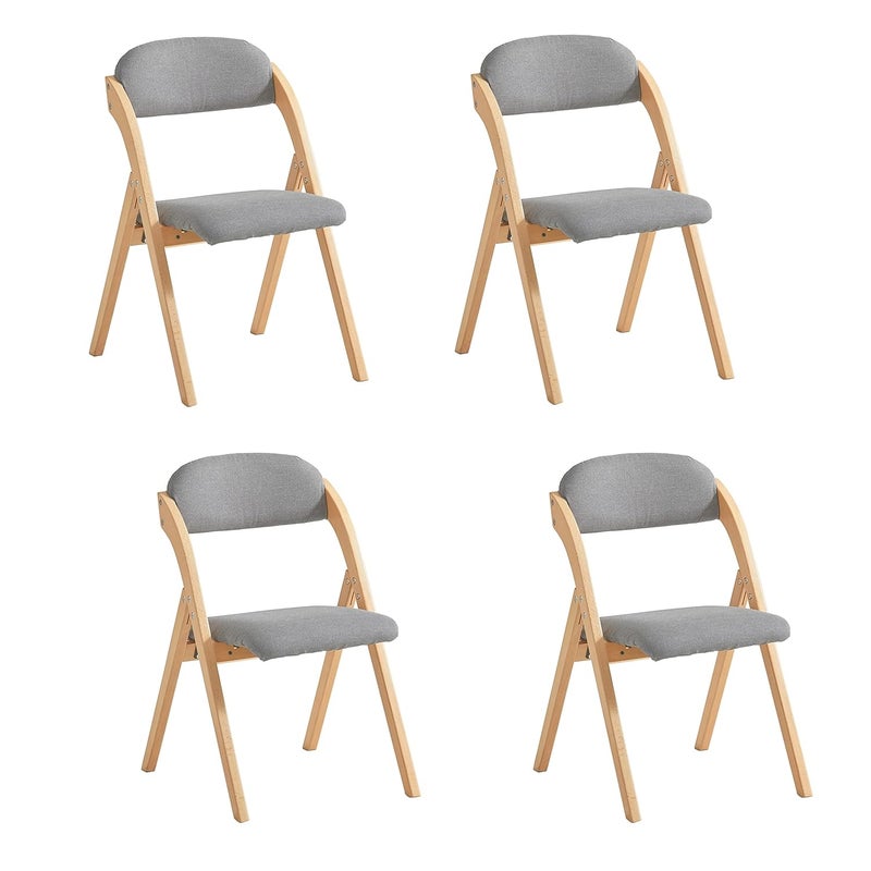 SoBuy Krzesło do Jadalni Zestaw 4, Ergonomiczne Składane Drewniane Krzesło z Pikowanym Siedziskiem, Jasny Szary, FST92-Nx4