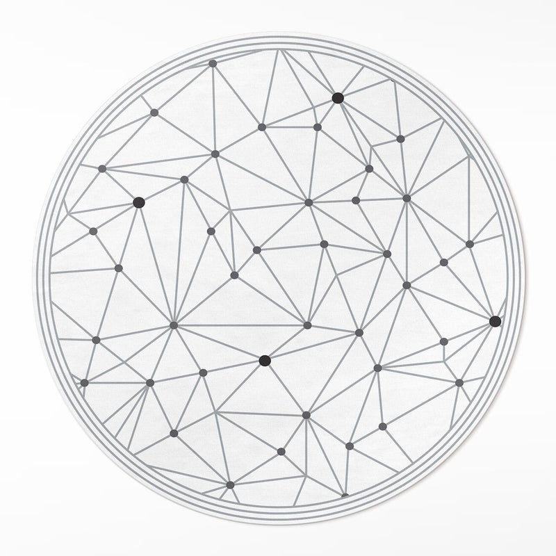 Mata winylowa okrągła, nowoczesne połączone linie wzór minimalistyczny 130x130 cm – ArtPrintCave