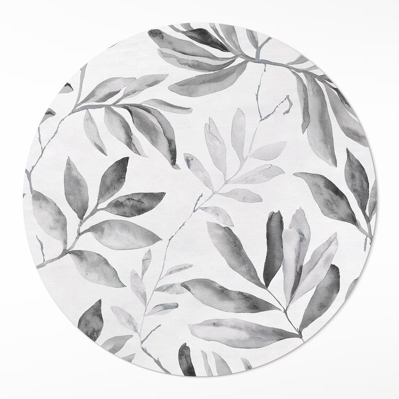 Dywan winylowy okrągły, akwarelowe monochromatyczne liście 90x90 cmArtPrintCave