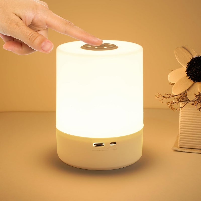Lampka Nocna LED Dotykowa, Lampka Nocna Ładowalna, USB-C, Bezprzewodowa, Idealna do Pokoju Dziecięcego, Ściemnianie