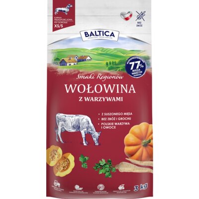 Karma dla psa BALTICA Smaki Regionów Adult Wołowina z warzywami XS/S 3 kg