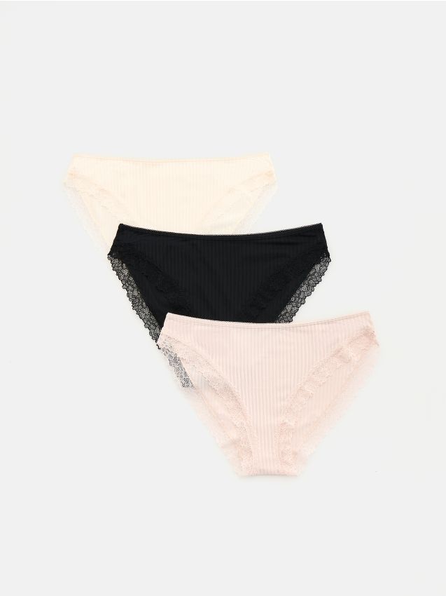 Reserved - Majtki figi z koronką 3 pack - złamana biel