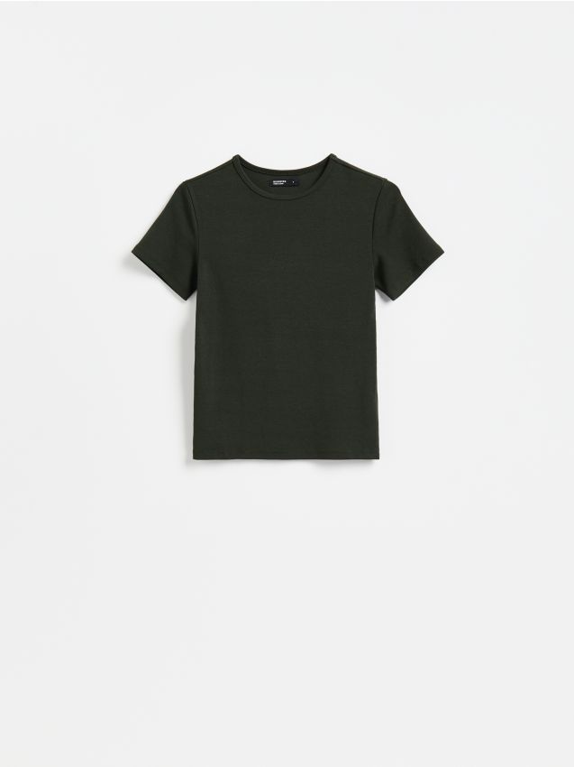 Reserved - T-shirt z modalem - ciemnozielony