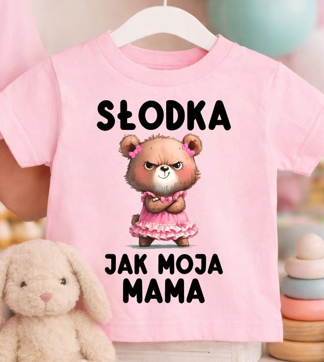 Różowa Koszulka dla DZIEWCZYNKI z fajnym nadrukiem