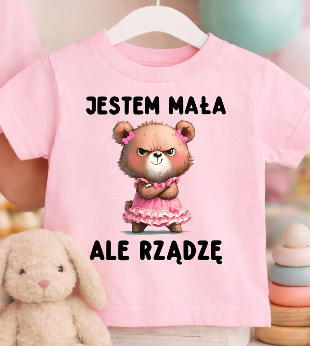 Różowa Koszulka dla DZIEWCZYNKI z fajnym nadrukiem