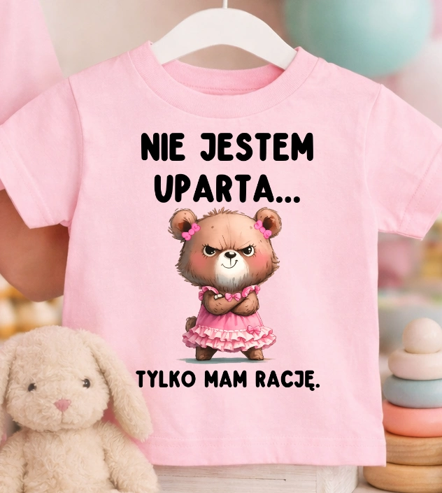 Różowa Koszulka dla DZIEWCZYNKI z fajnym nadrukiem