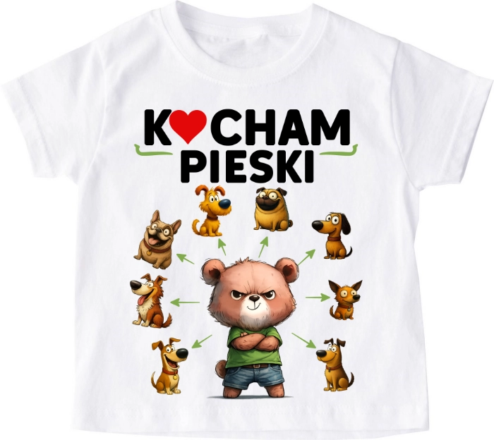 Koszulka dziecięca dla miłośnika psów ''KOCHAM PIESKI'' miś