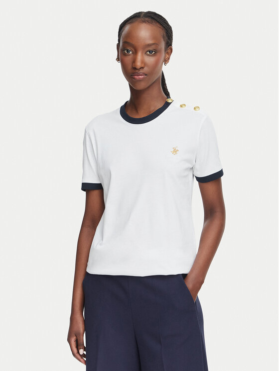 Beverly Hills Polo Club T-Shirt P-SS26W-TS0104 Biały Regular Fit