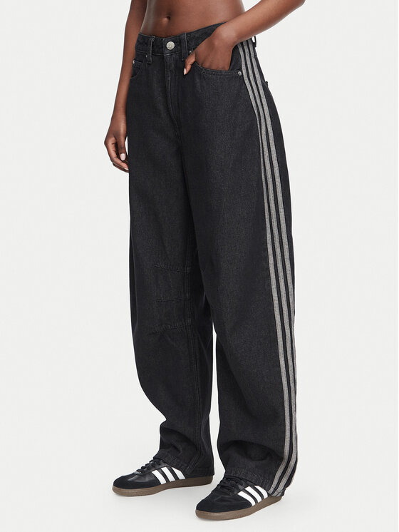 adidas Jeansy KQ6474 Czarny Barrel Fit