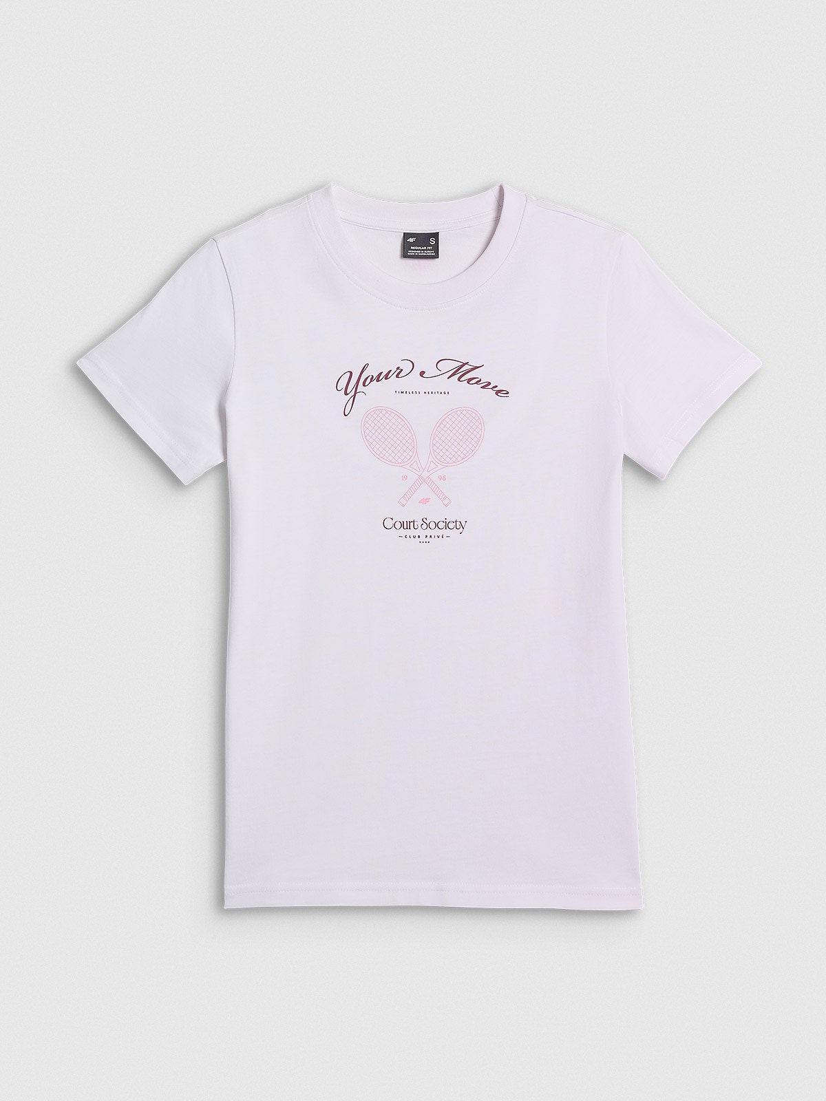 4F T-shirt regular z nadrukiem damski - biały XXL