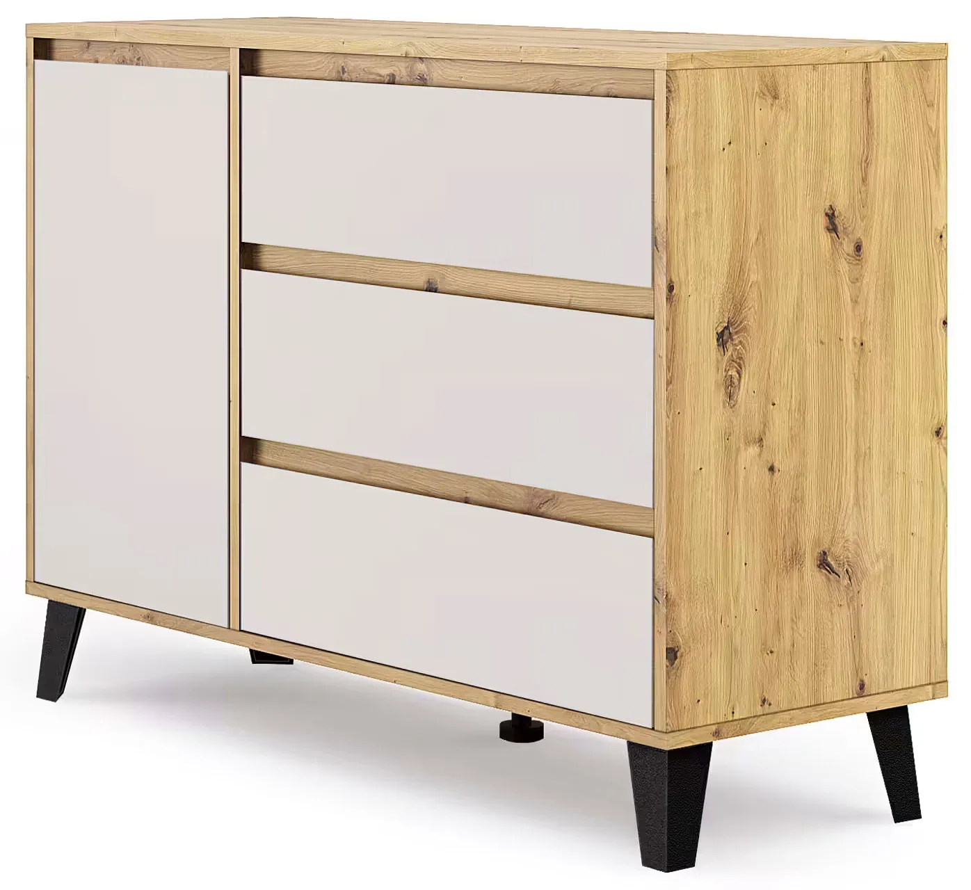 Duża komoda z szufladami i szafką dąb artisan + kaszmir T8-R85