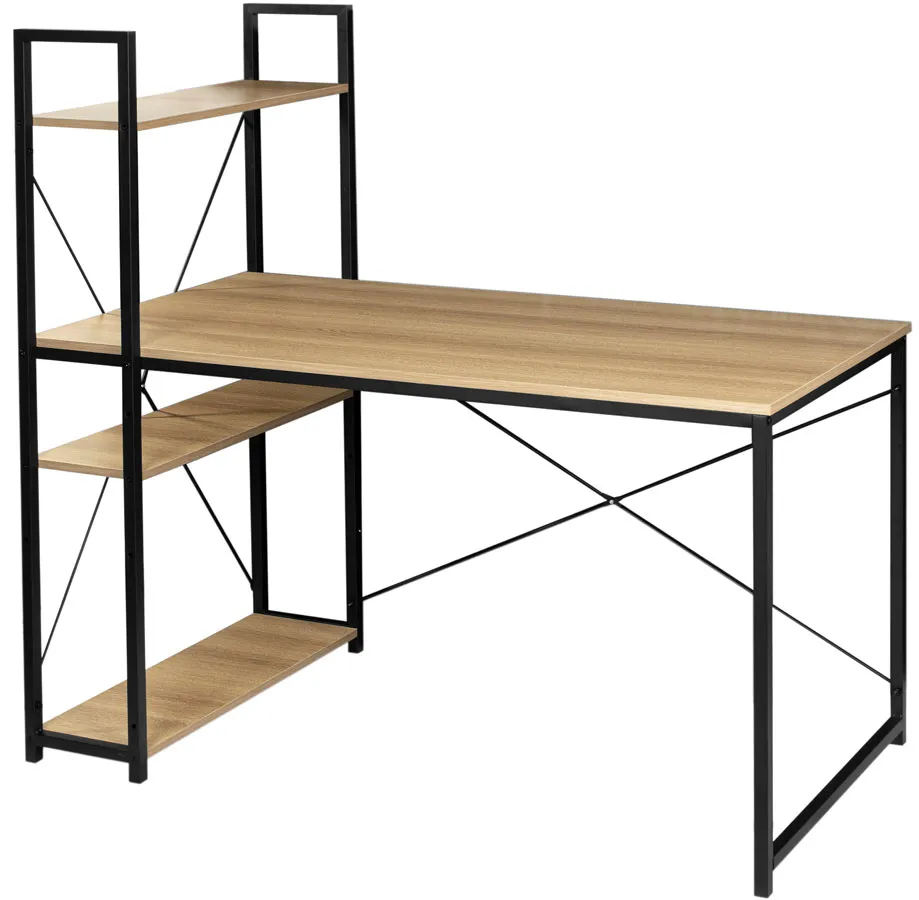 ELIOR Industrialne Biurko Komputerowe Z Regałem Modern Oak A4-W67