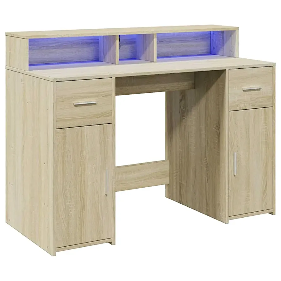 ELIOR Biurko podświetlane 120 cm dąb sonoma T3-B88