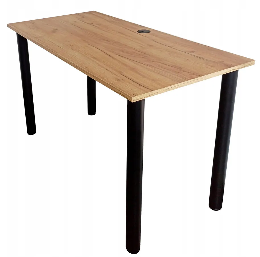 ELIOR Proste loftowe biurko z regulacją wysokości nóżek 120x60 dąb craft złoty P5-G81