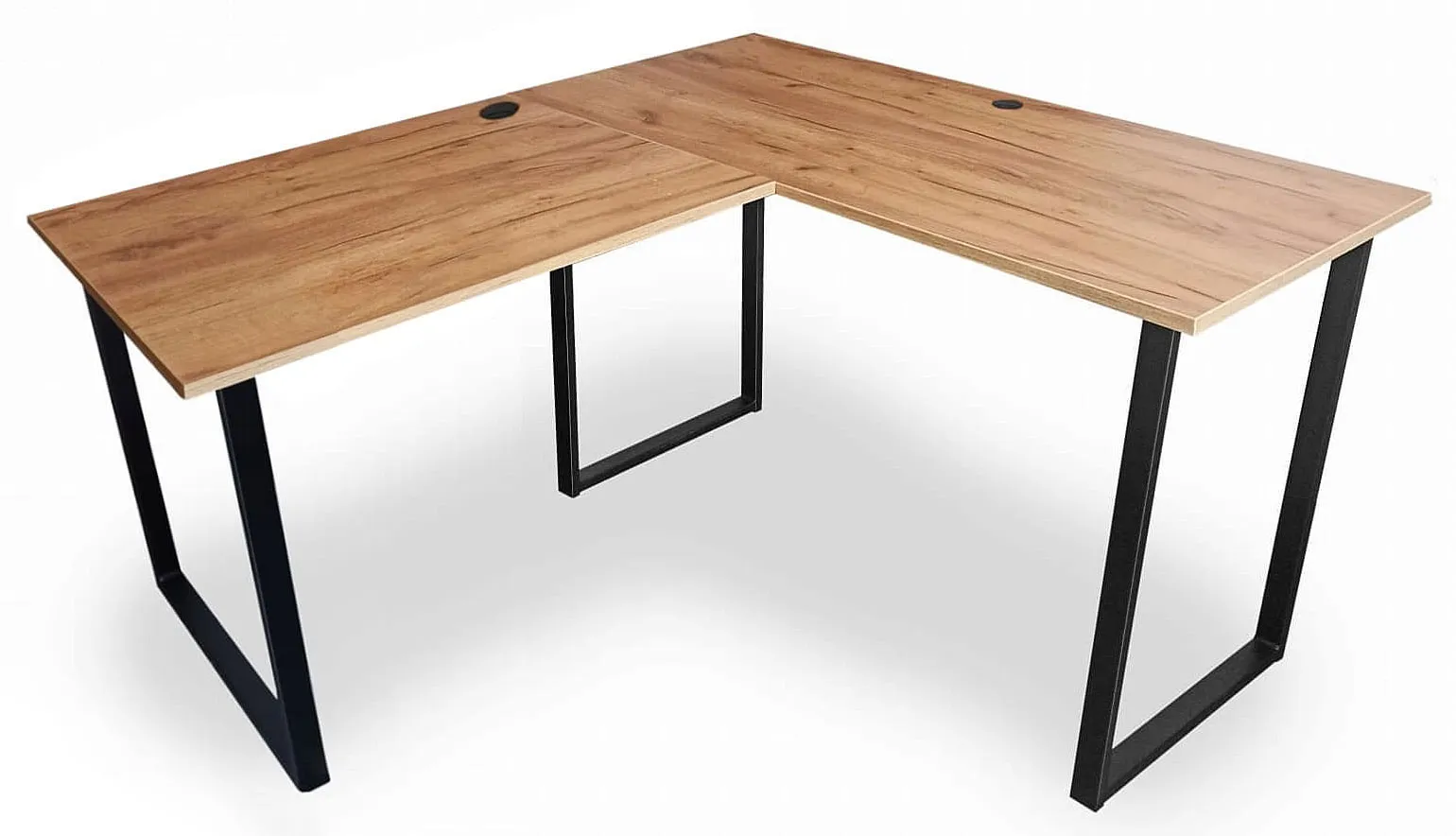 ELIOR Narożne biurko w stylu loft 120x150x60 dąb craft złoty W0-S07