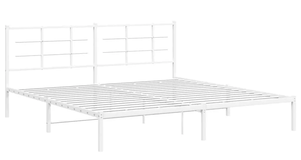 Białe metalowe łóżko małżeńskie 180x200 cm K3-M34