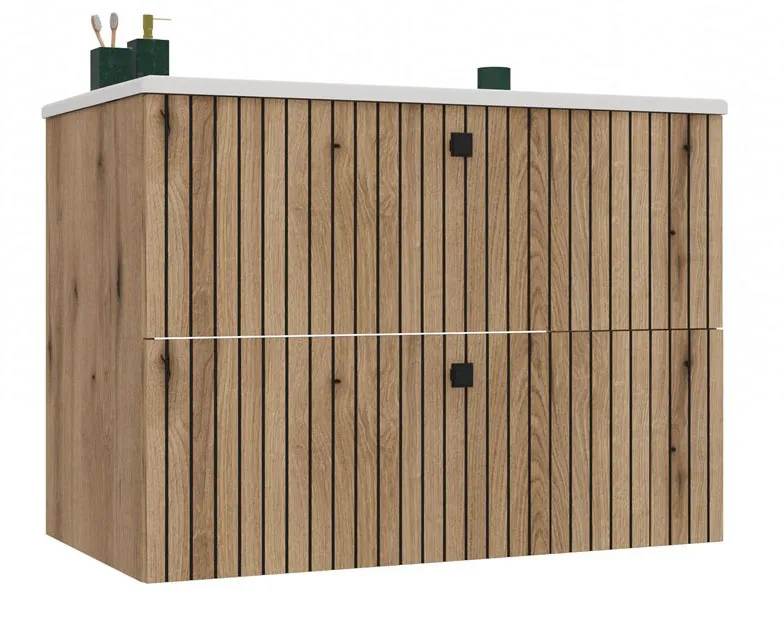 Wisząca szafka z umywalką 80 cm dąb evoke D0-Z27