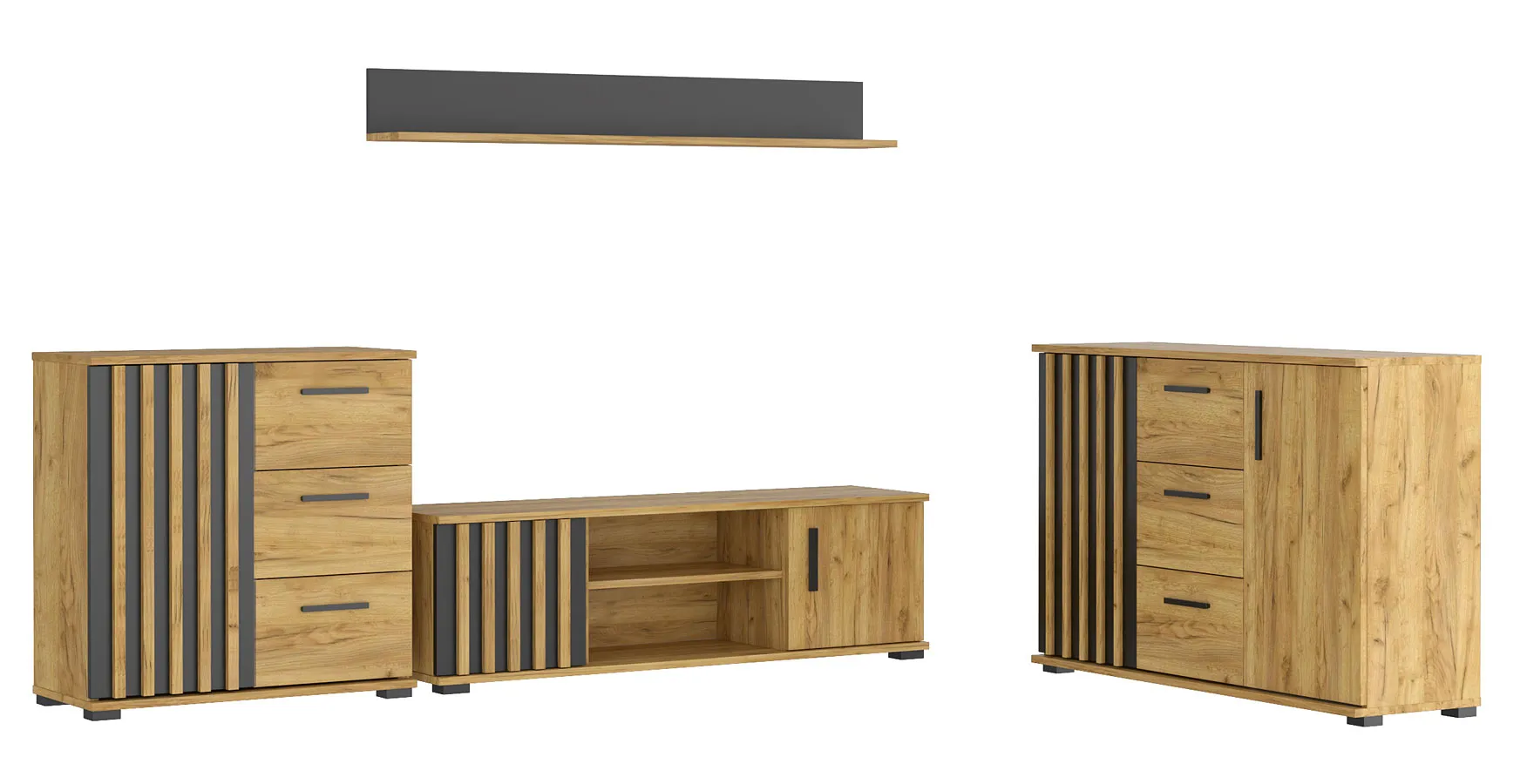 4-elementowy zestaw mebli z lamelami loft M8-R57