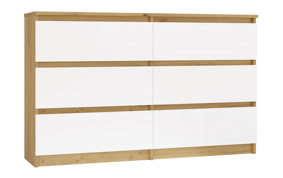 Podwójna nowoczesna komoda dąb artisan + biały H6-M59