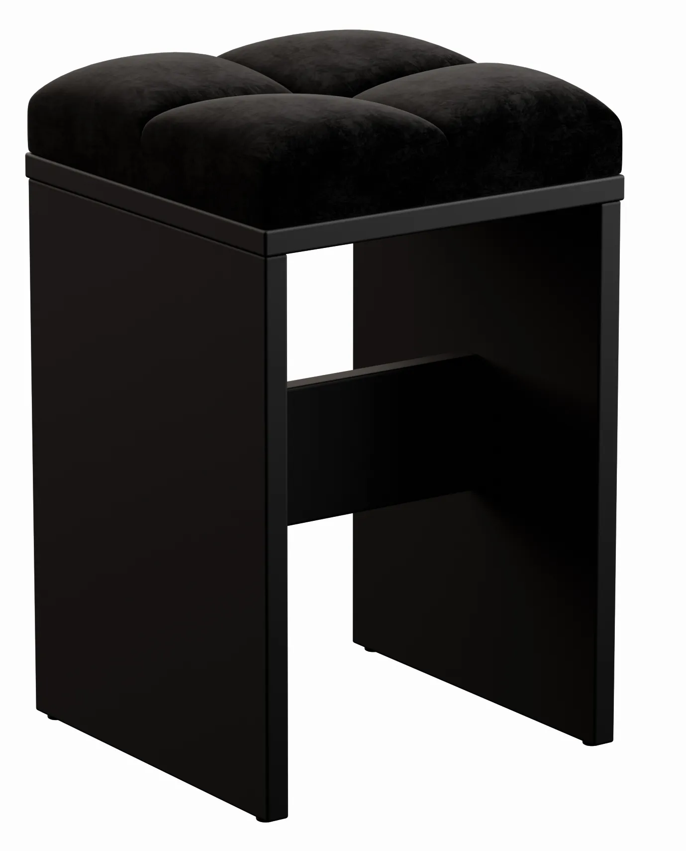 Czarny taboret welurowym siedziskiem N4-K25