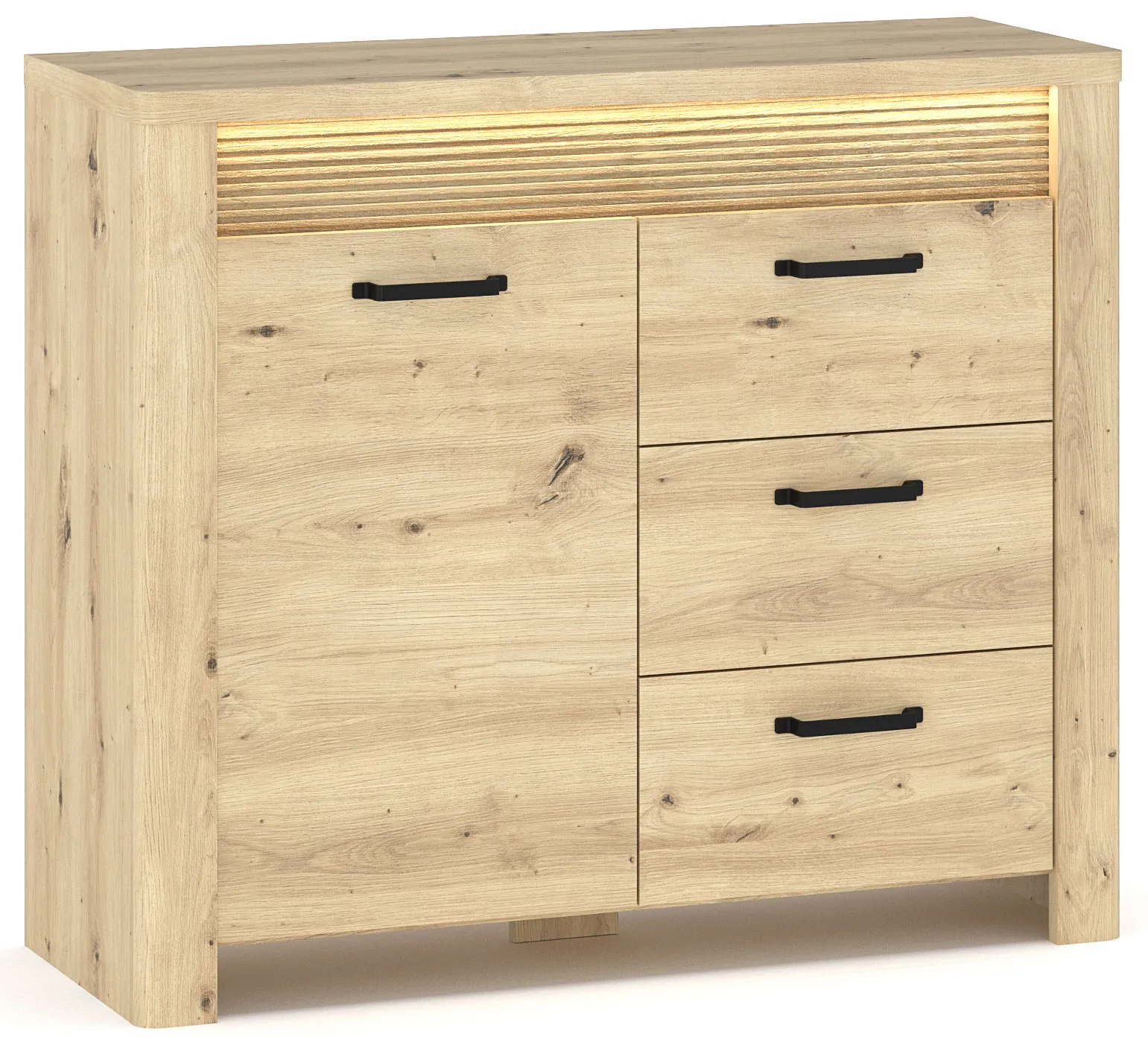 Komoda z 3 szufladami i podświetleniem LED dąb artisan C4-T26