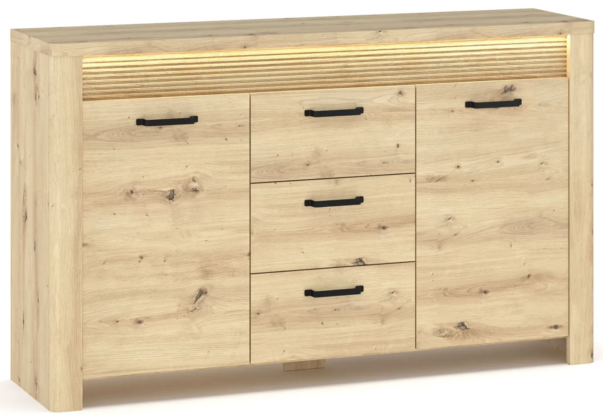Duża komoda z szufladami i listwą LED dąb artisan M1-R13