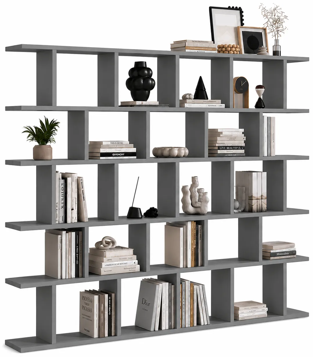 Szary designerski regał biblioteczka na książki C7-E15