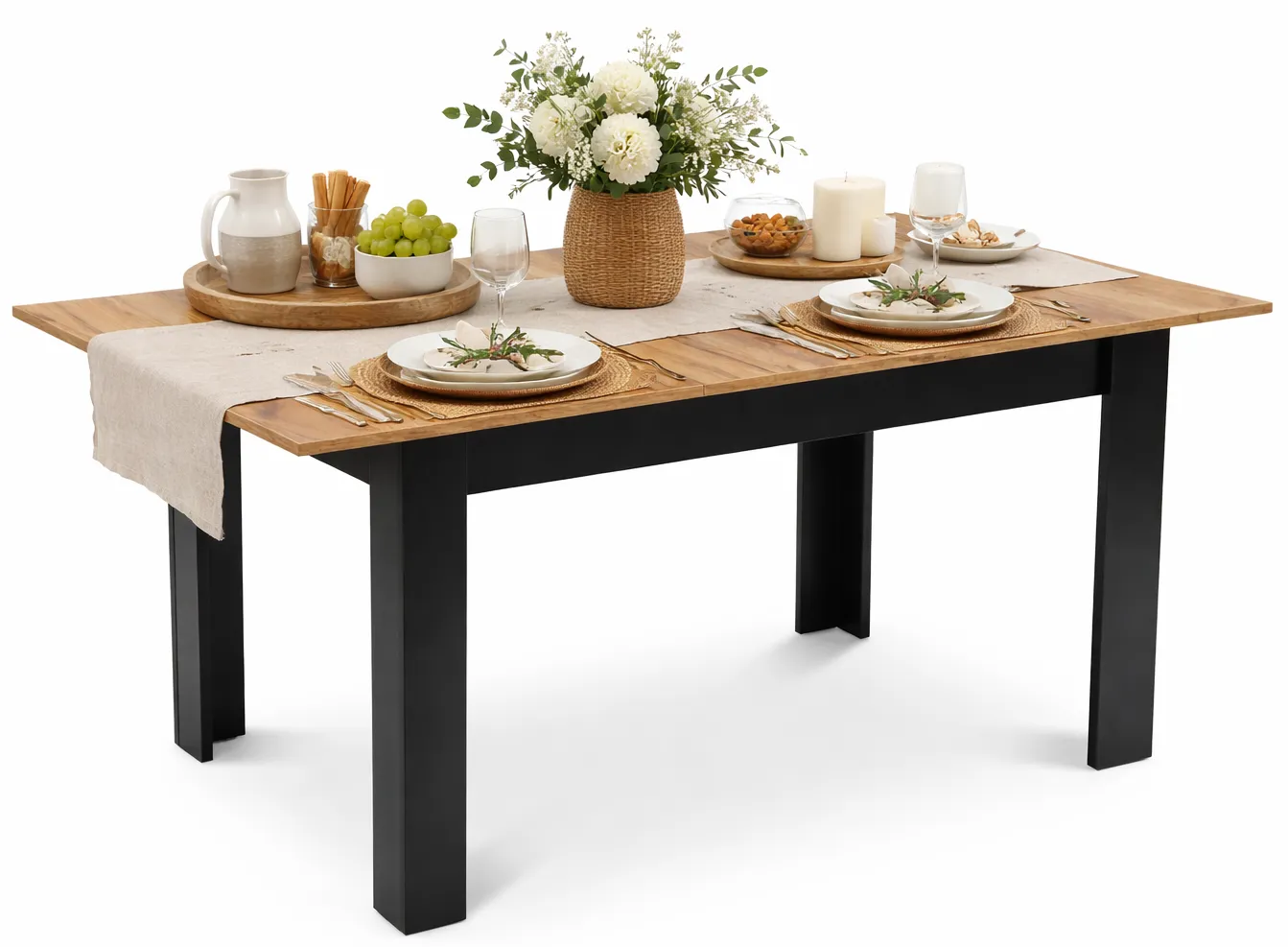Rozkładany stół 120x80 dąb craft + czarny H1-N18
