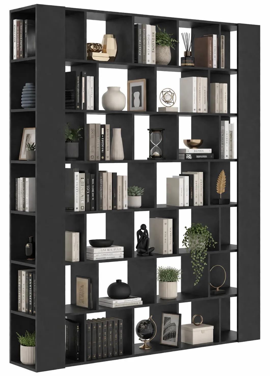 Czarny duży regał biblioteczka do salonu G5-L86