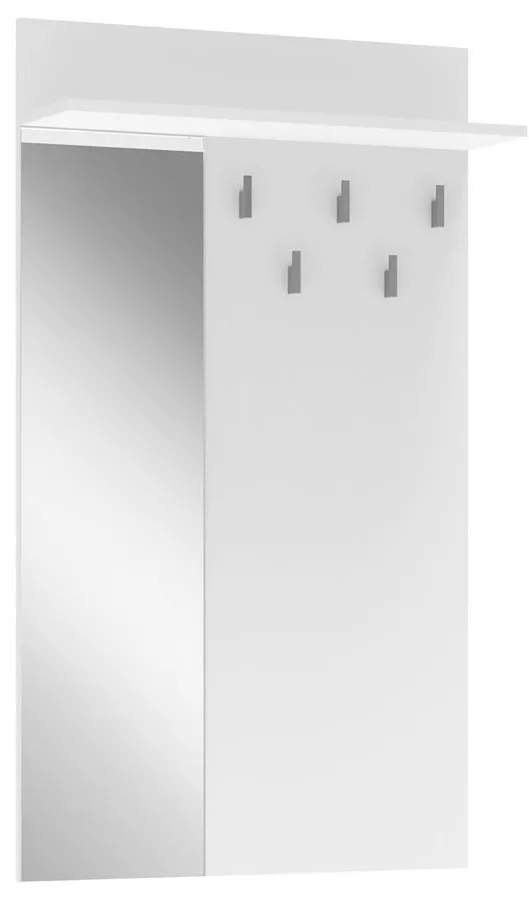 Wieszak minimalistyczny ścienny z lustrem biały H9-G26