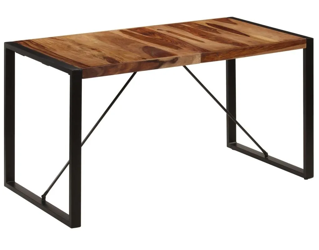 Brązowy stół z drewna sheesham 70x140 – Fulo 3X