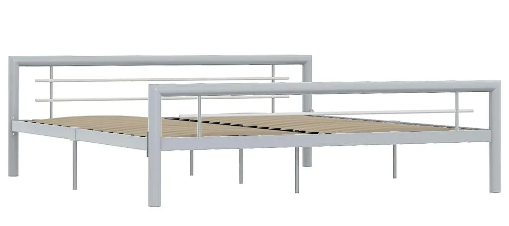 Szare metalowe łóżko z zagłówkiem 120 x 200 cm M6-F31