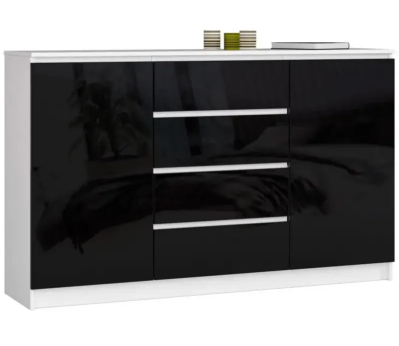 Nowoczesna komoda do salonu biały + czarny połysk M1-Z71