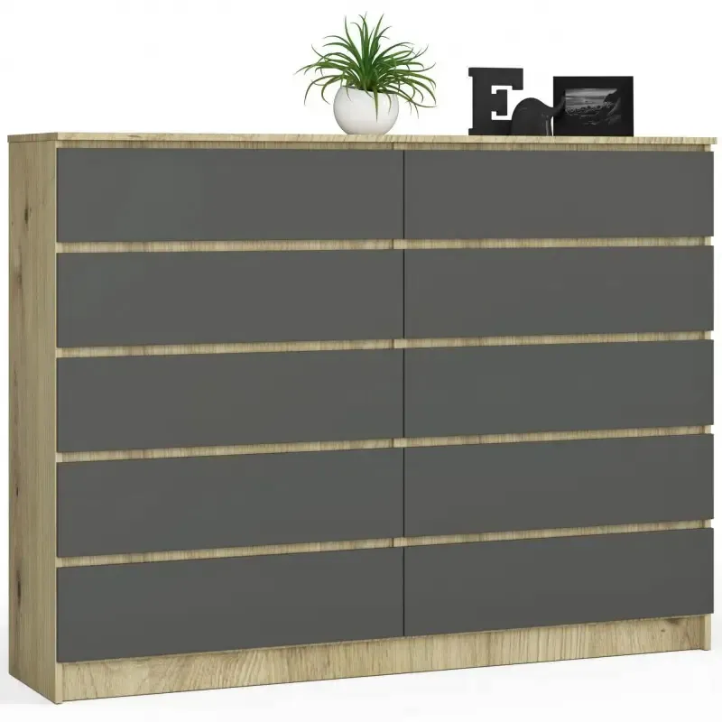 Nowoczesna komoda do salonu dąb artisan + grafit E6-B63