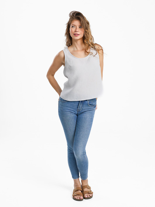 Lniany top WILLOW light gray
