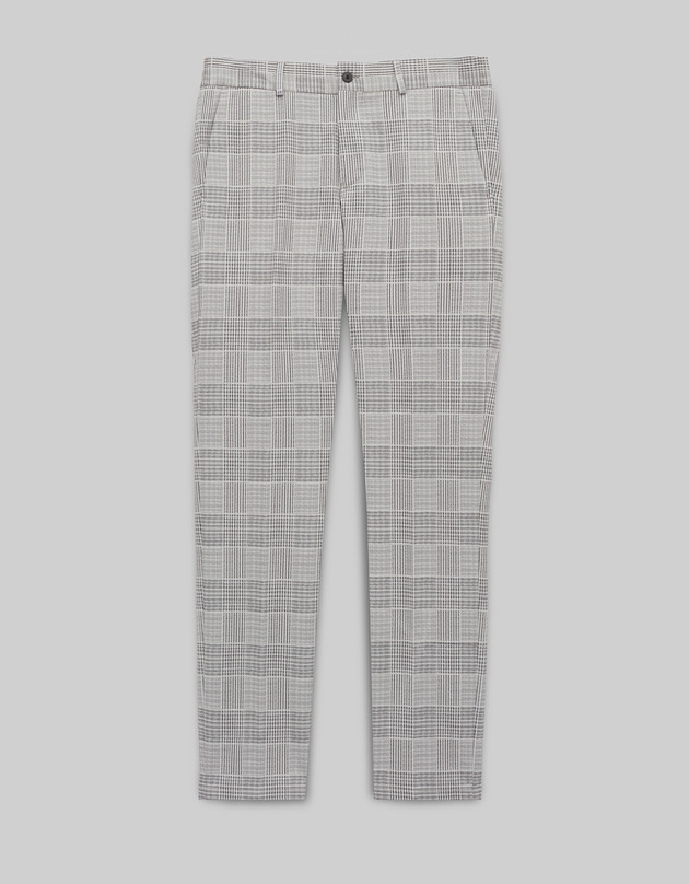 Spodnie męskie classic garniturowe Elini szare w kratę slim fit