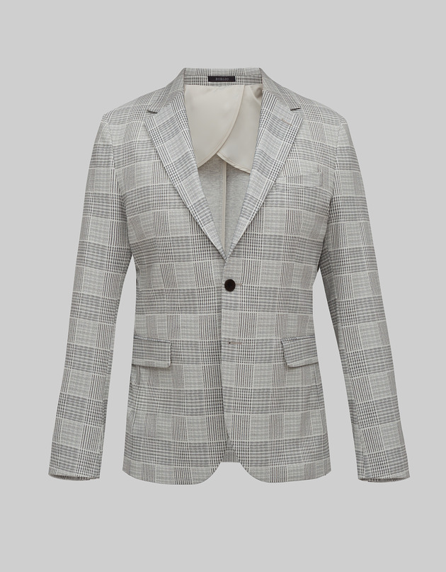 Marynarka męska garniturowa Elini szara w kratę slim fit