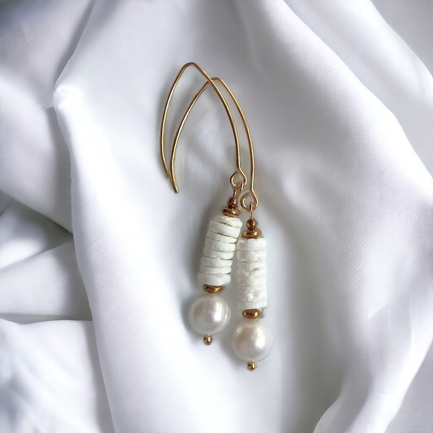LIMITOWANE kolczyki: kolekcja summer white : PERŁY & MUSZLA II
