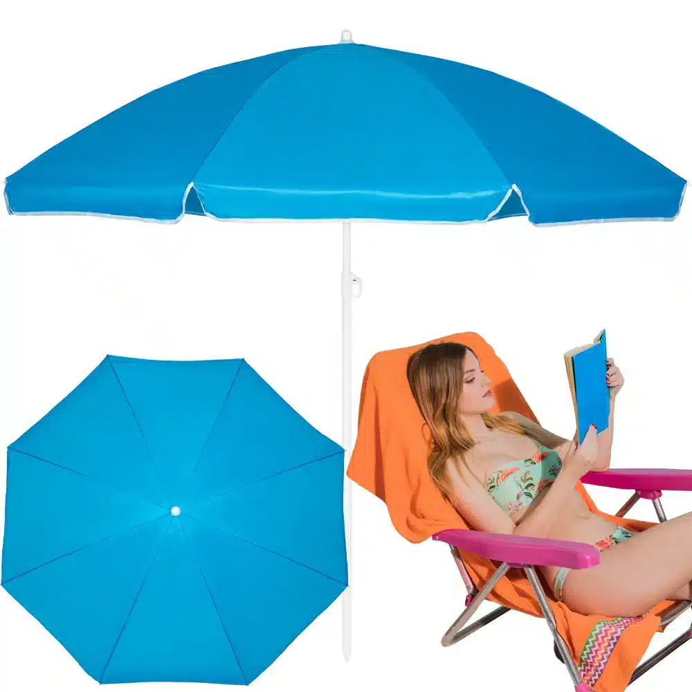 Exsmart Parasol Plażowy Łamany Wbijany Niebieski 200cm SDH199