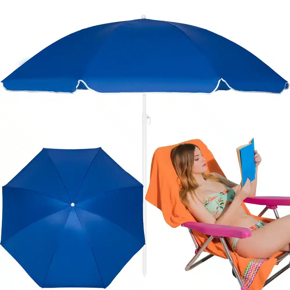 Exsmart Parasol Plażowy Łamany Wbijany Niebieski 220cm SDH522-DARK_BLUE