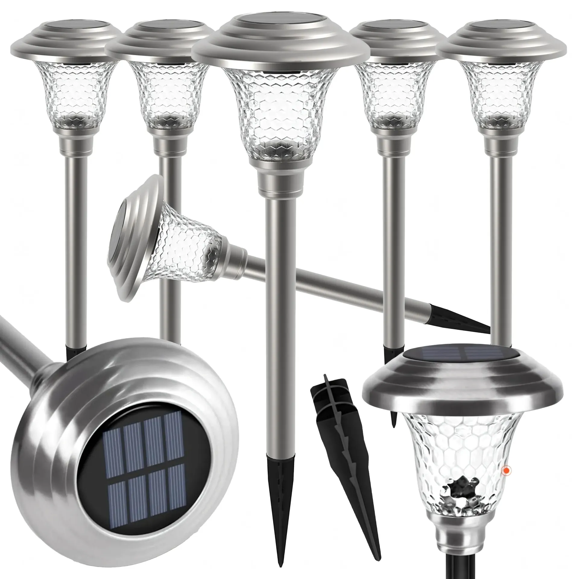 Exsmart Lampa Solarna Ogrodowa LED Wbijana IP44 42cm 6szt. RC-K-2492