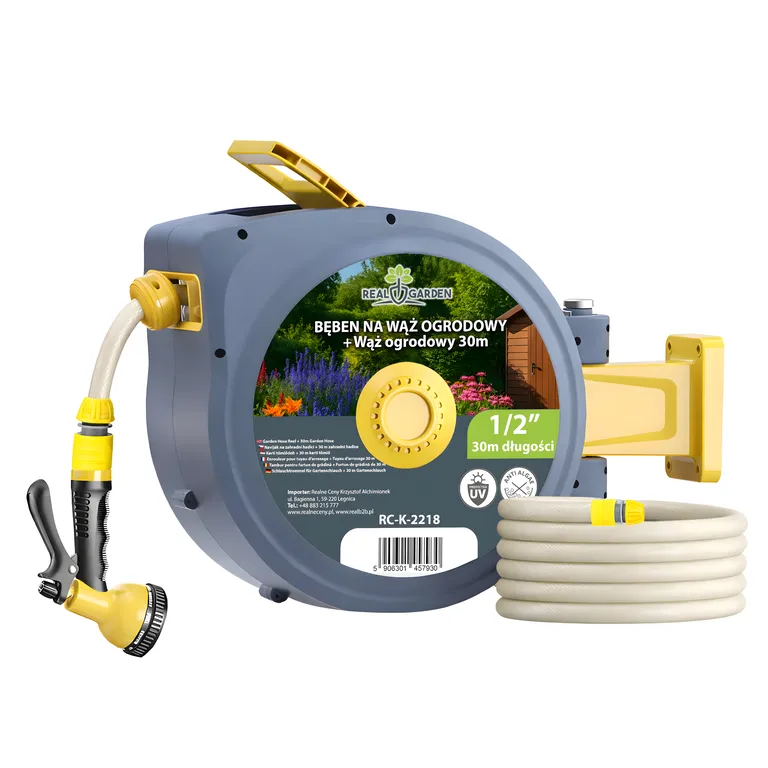 Real Garden Automatyczny Zwijacz Bęben Na Wąż Ogrodowy Naścienny 1/2
